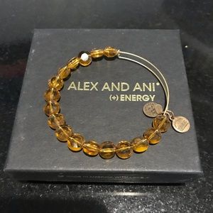 Alex and ani gold bangle with yellow topaz beads